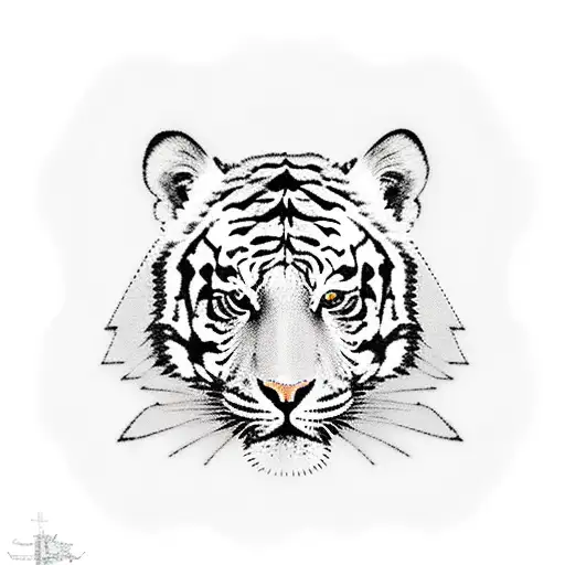 catholic cross with a tiger and a Mary face for a sleeve tattoo design idea