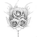 rose clouds wings time clock tattoo design idea