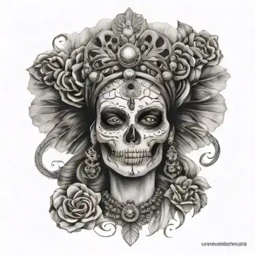 Catrina skull egypt tattoo design idea