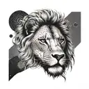 lion roaring half fatma hand tattoo design idea
