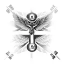 AMDG (Ad Majorem Dei Gloriam) & cross that would go across the chest and look like wings element of truth + courage tattoo design idea