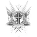AMDG (Ad Majorem Dei Gloriam) & cross that would go across the chest and look like wings element of truth + courage tattoo design idea