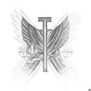 AMDG (Ad Majorem Dei Gloriam) & cross that would go across the chest and look like wings element of truth + courage tattoo design idea