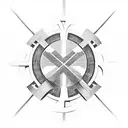 AMDG symbol and cross that would go across the chest with some kind of tribal extensions that run down the arms. tattoo design idea