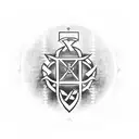 AMDG symbol and cross that would go across the chest with some kind of tribal extensions that run down the arms. tattoo design idea
