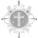 Jesuit AMDG symbol and cross that would go across the chest with some kind of tribal extensions that run down the arms. tattoo design idea