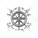Jesuit AMDG symbol and cross that would go across the chest with some kind of tribal extensions that run down the arms. tattoo design idea