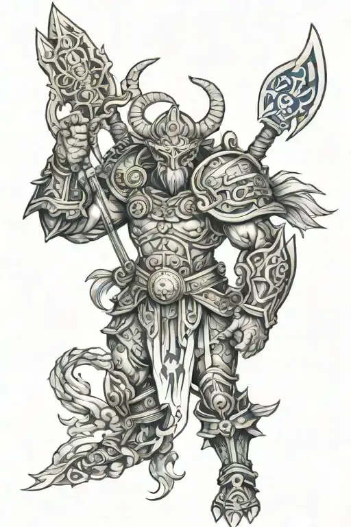 zodiac cancer god warrior tattoo design idea