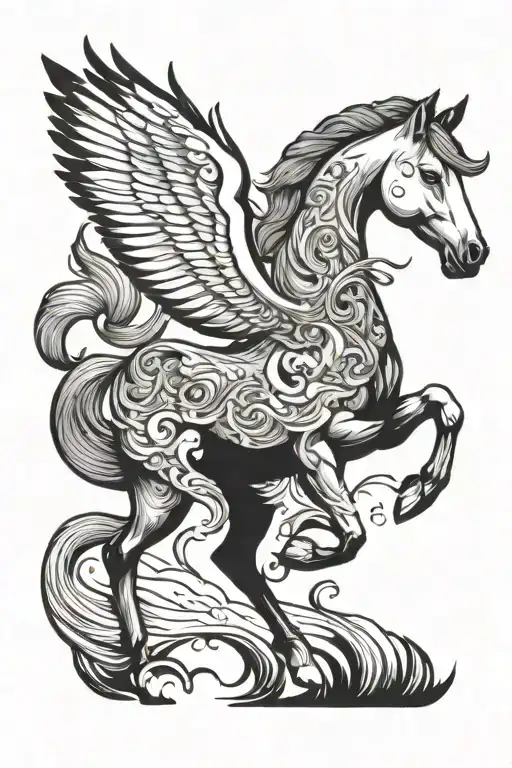 fjord horse pegasus unicorn tattoo design idea