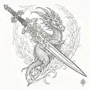 dragon longsword fire strike revenge tattoo design idea