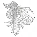 dragon longsword fire strike revenge tattoo design idea