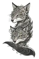 fox face with Virgo zodiac symbol in the eye tattoo design idea