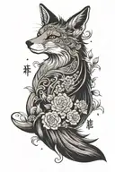 fox face with Virgo zodiac symbol in the eye tattoo design idea