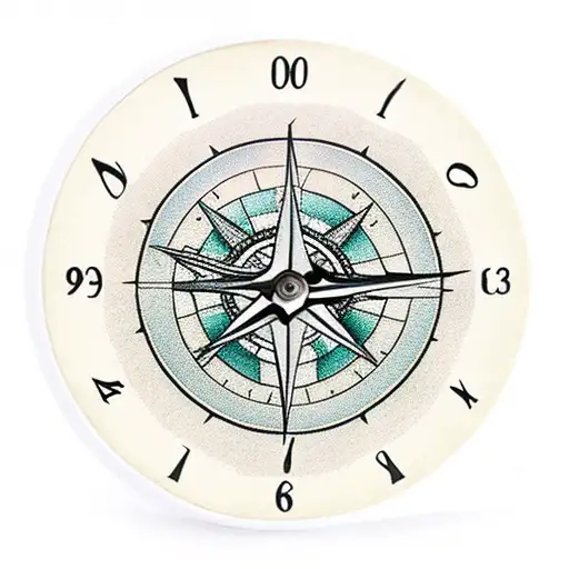 Handcuffs Clock and Compass  tattoo design idea