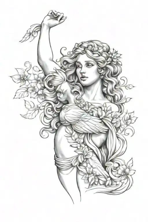 full body Aphrodite realistic beautiful girl shoulder tattoo tattoo design idea