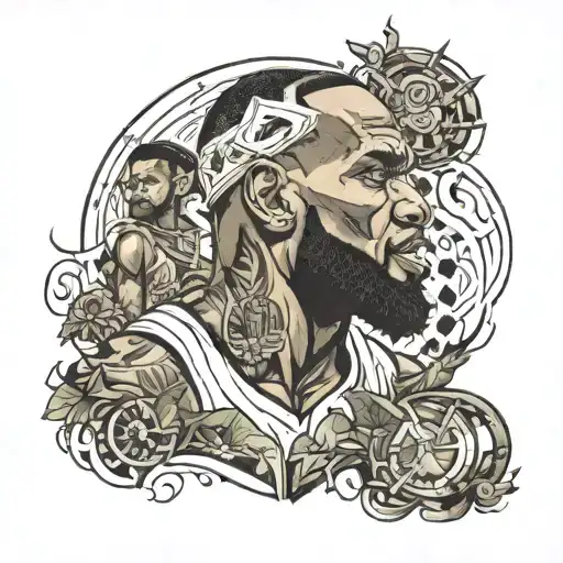 Lebron James and coaching scene tattoo design idea