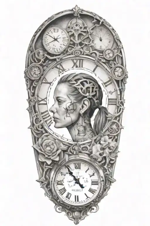 life is a simulation theory woven with clock and a woman, westworld tattoo design idea