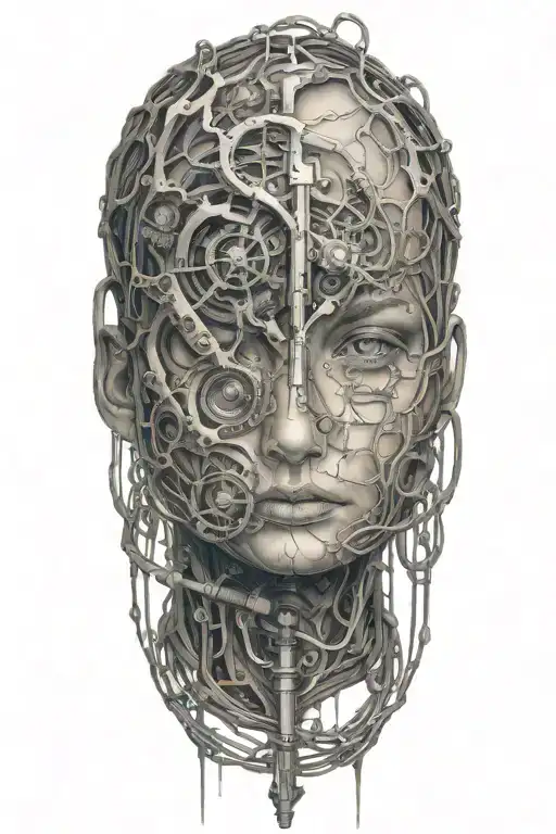 woman experiencing quantum entanglement tattoo design idea