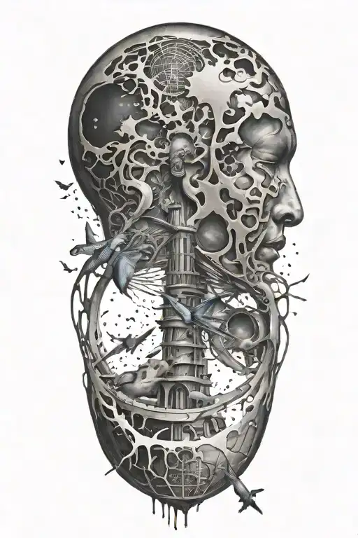 breaking free from reality, simulation theory  tattoo design idea