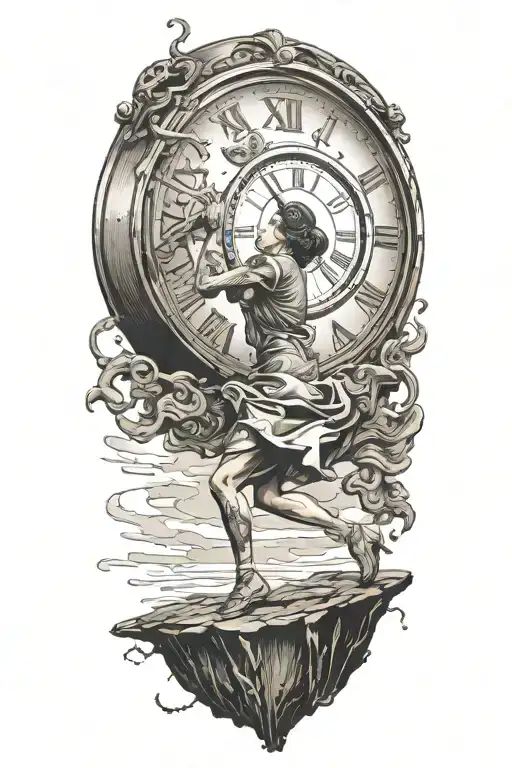 woman escaping simulation before time runs out tattoo design idea