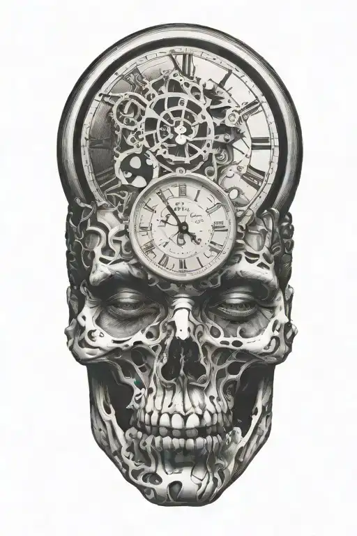 life is a simulation theory woven with clock and a woman tattoo design idea