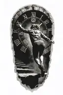 Breaking Reality Simulation Theory Woman Running Up Stairs To A Clock Before Time runs out black hole alternate universe tattoo design idea