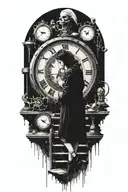 life is a simulation theory space and time woman with clock and stairs puppet master  tattoo design idea