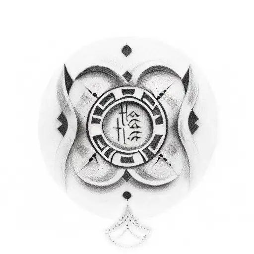 Write the date 09.11.19 in viking script to form a circle tattoo design idea