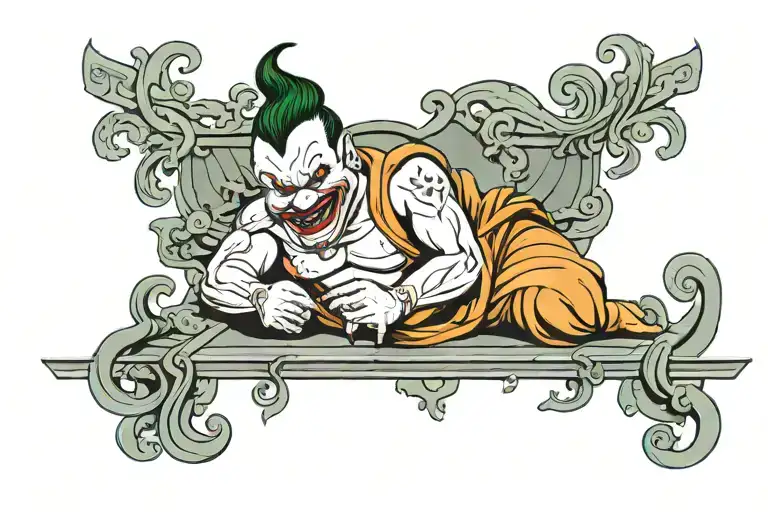 joker budha sitting tattoo design idea