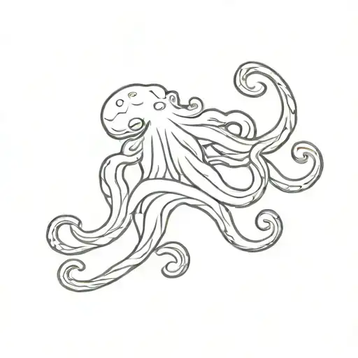 Octopus and sea waves tattoo design idea