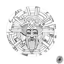 conceptual drawing representing tainos, african and european origins. emphasizing my island dominican republic and saint tattoo design idea
