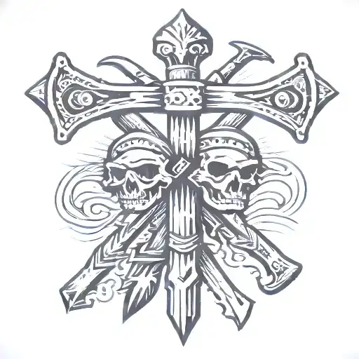 crossed hatchets  tattoo design idea