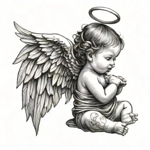 baby girl with angel wings  tattoo design idea