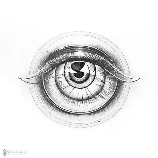 eye of Sauron with a number 9 instead of a pupil tattoo design idea