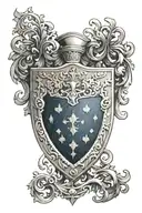 heraldry shield black dark  blue tattoo design idea