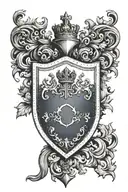 heraldry shield black dark  blue tattoo design idea