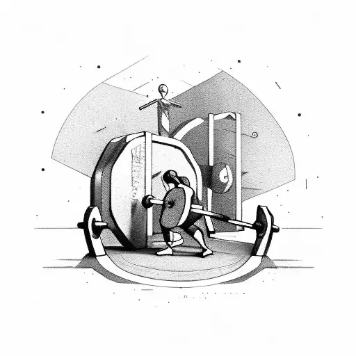 barbell with 2 20kg plates each side and 1  25kg plates each side and the word strength in the middle of the bar  tattoo design idea