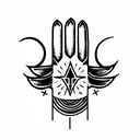 Phoenix,hamsa hand, moon,unconditional love,star  tattoo design idea
