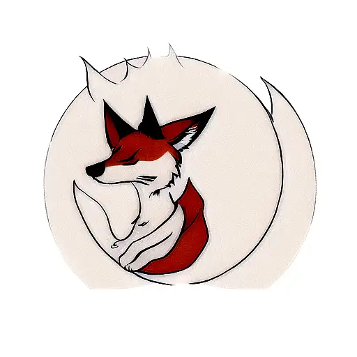 A minimalist tattoo of a fox (representing intelligence) wearing a traditional Japanese kimono tattoo design idea