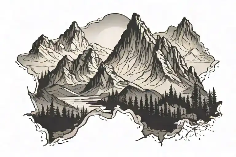 A minimalist tattoo of a mountain range silhouette tattoo design idea