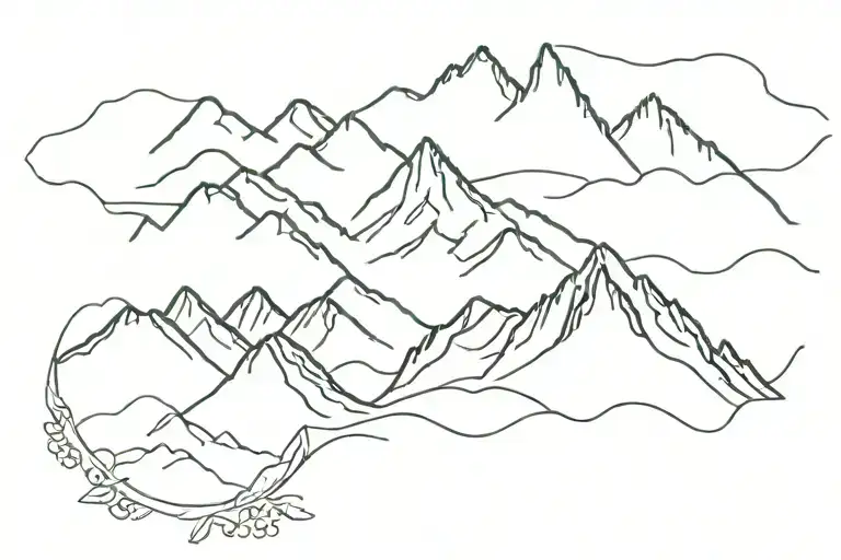 glacier montana mountain range surrounded tattoo design idea