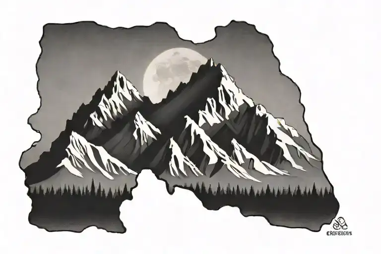 A minimalist tattoo of a mountain range silhouette tattoo design idea