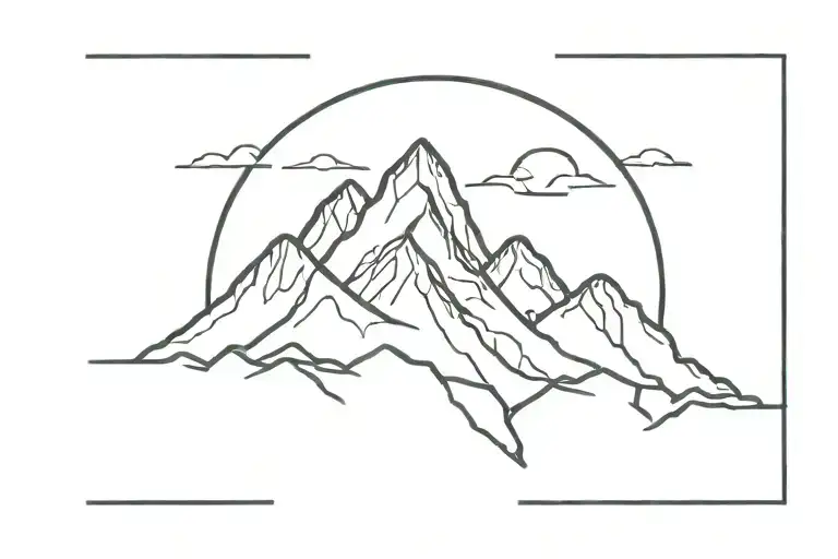 A minimalist tattoo of a mountain range silhouette tattoo design idea