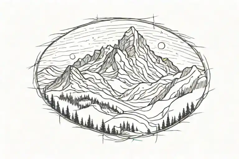 A minimalist tattoo of a mountain range silhouette tattoo design idea