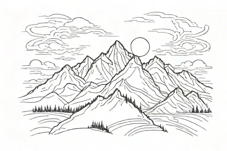A minimalist tattoo of a mountain range silhouette tattoo design idea