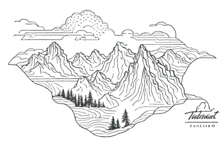 A minimalist tattoo of a mountain range silhouette tattoo design idea
