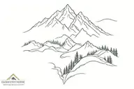  hiking trail winding through a mountain range tattoo design idea