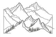 A sketch of a mountain with engine parts scattered along the trail tattoo design idea