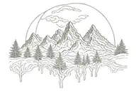 mountains filled with trees tattoo design idea