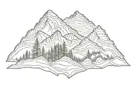 mountains filled with trees tattoo design idea